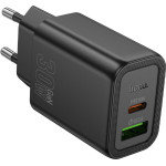 Hoco ��������� �������� �� 2 ������� �������� USB-C ��� USB-A Quick Charge 30W 5V 3.0A ������ - (N63 Gentle)