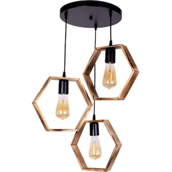 GloboStar Lustro Vintage �������� ��������� ������� ������� 3 x E27 IP20 ����� ������� �� ������ ���� - �45 x �45 x �70cm - (201-0105)