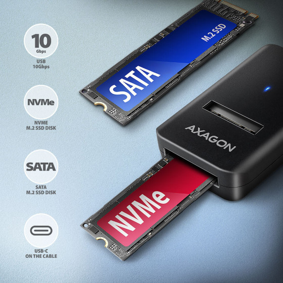 Axagon ADM2-Cm USB-C 3.2 GEN2 - 1X NVME/Sata Sdd ADAPTER