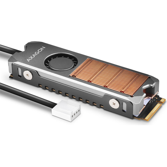 Axagon CLR-M2FAn Active Fan - M.2 SSD, 80MM SSD, Copper BODY, Silicone Thermal PADS, Height 13MM