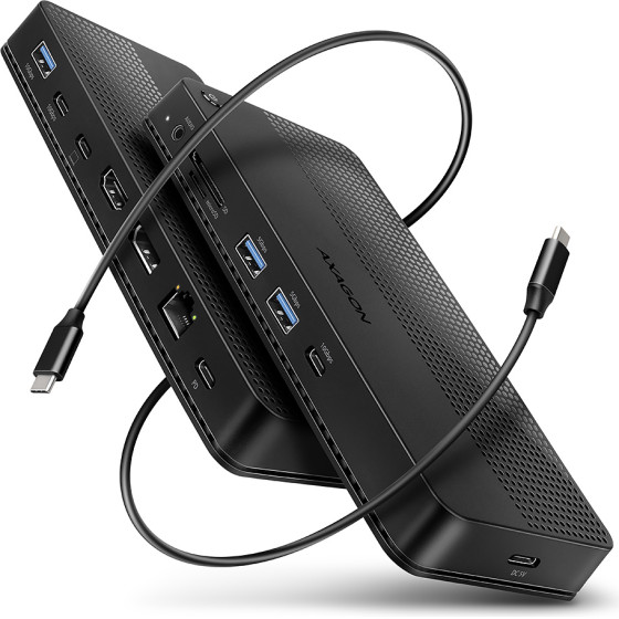 Axagon HMC-U4 USB-C 4.0 Gen 3X2 40GBps Hub 8K Hdmi +Dp + 3X USB-A + 2X USB-C, RJ-45 + UHS-Ii SD/MSD, Hq AUDIO, Dc 5V, Pd 100W + ADAPTER