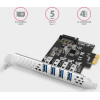 Axagon PCEU-43RS Pcie Adapter 4X USB3.0 UASP, RENESAS, 15-Pin Sata Power SUPPLY, Dual POWER