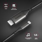 Axagon RVC-HI2MC USB-C -  Hdmi 2.0 Adapter 4K/60HZ ALUMINUM, 1,8M CABLE