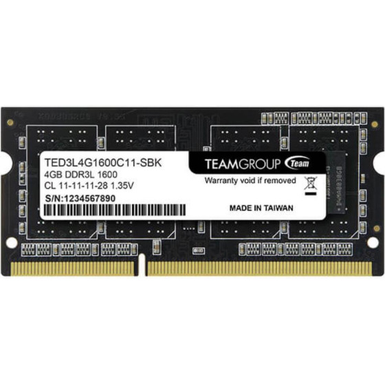 TeamGroup ����� Ram S/O 4GB DDR3 Pc 1600 Team Elite Retail - (TED3L4G1600C11-S01)