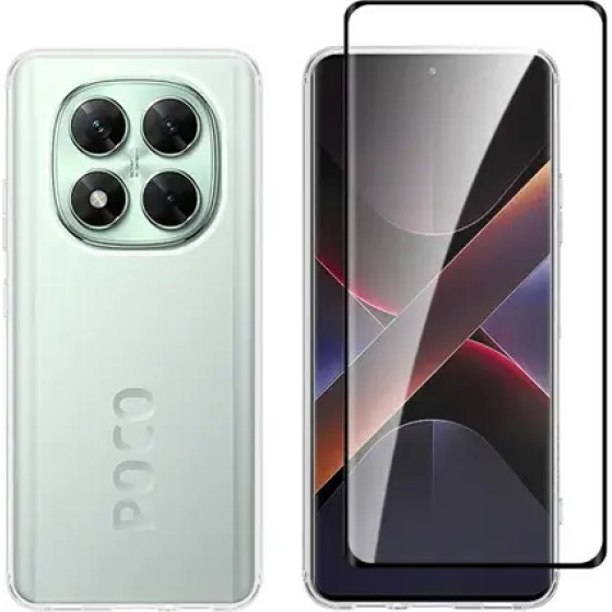 Vivid Set Gelly Case + 3D Curved Full Face Tempered Glass Poco X7 5G Black - (VIGELLY433GLASS3DBK)