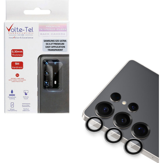 Volte-Tel Camera Glass Cover Samsung S25 Ultra 5G 6.9'' 9H 0.33MM Premium Easy Application TRANSPARENT