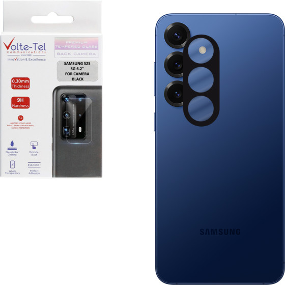Volte-Tel Tempered Glass Samsung S25 5G 6.2'' 9H 0.25mm 3D Curved For Camera BLACK