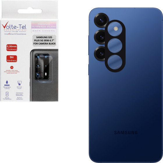 Volte-Tel Tempered Glass Samsung S25 Plus 5G S936 6.7'' 9H 0.25mm 3D Curved For Camera BLACK