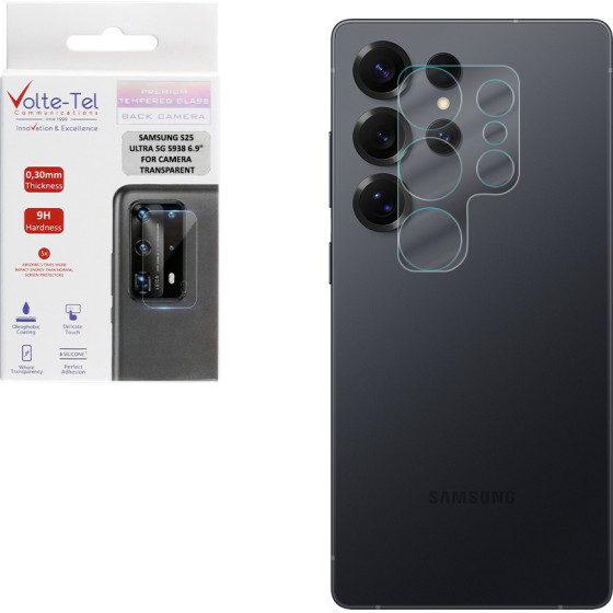 Volte-Tel Tempered Glass Samsung S25 Ultra 5G S938 6.9'' 9H 0.25mm 3D Curved For Camera TRANSPARENT