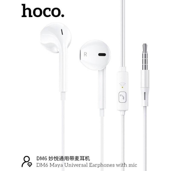 Hoco Hands Free Earphones Stereo 3.5mm �� ��������� ��� ������� ����������� ����� - (DM6 Maya)