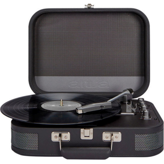 AIWA Vintage Turntable In Leather Briefcase With 2 Way Bluetooth , USB-MP3 Player & Recorder Silver - (VPX-1951-TN)