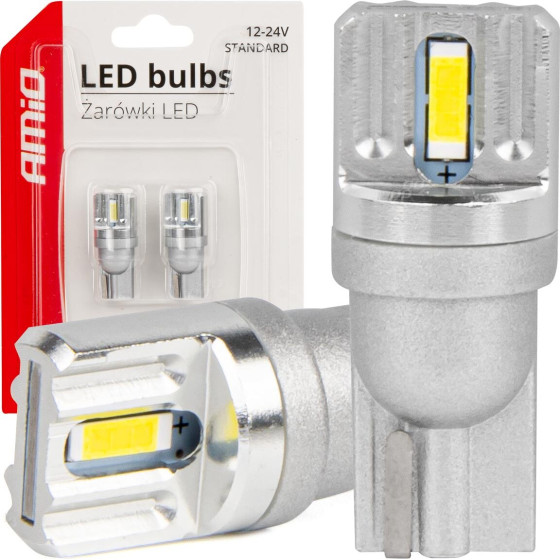 AMiO �������� Led T10 W5W 12/24V Led 2x1860SMd Standard ����� ���� - 2 ���. - (03719)