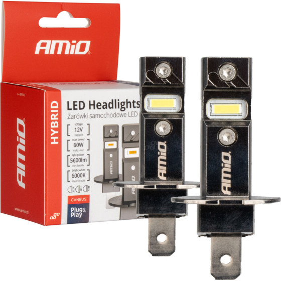 AMiO ������ Led H3 12V 60W 6.000K 5.600lm +400% Led CAN-Bus Hybrid Series - 2 ���. - (04113)