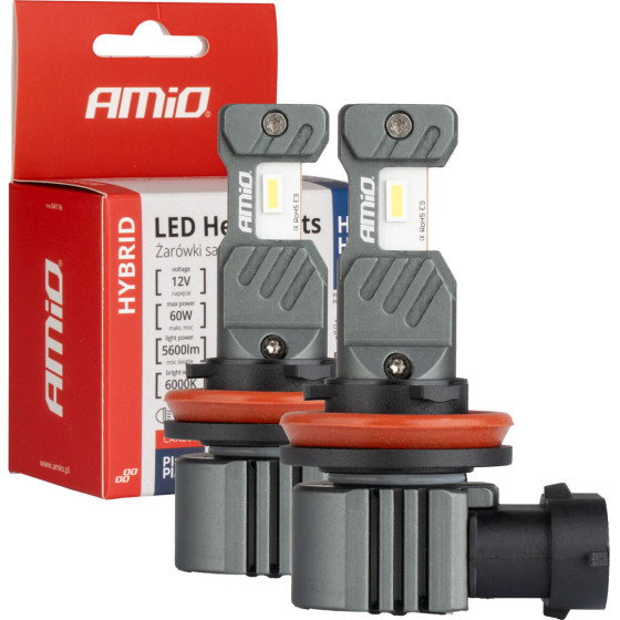 AMiO ������ Led H8/�9/�11/�16 12V 60W 6.000K 5.600lm +400% Led CAN-Bus Hybrid Series - 2 ���. - (04116)