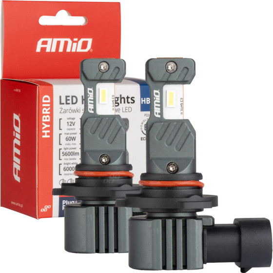 AMiO ������ Led H�4 9006 12V 60W 6.000K 5.600lm +400% Led CAN-Bus Hybrid Series - 2 ���. - (04118)