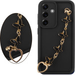 Volte-Tel ���� Samsung S25 5G S931 6.2'' Silicon Tpu With Strap Full Camera Protection Black With Black BUTTERFLIES
