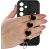 Volte-Tel ���� Samsung S25 5G S931 6.2'' Silicon Tpu With Strap Full Camera Protection Black With Black HEARTS