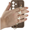 Volte-Tel ���� Samsung S25 5G S931 6.2'' Silicon Tpu With Strap Full Camera Protection Brown With White BUTTERFLIES
