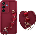 Volte-Tel ���� Samsung S25 5G S931 6.2'' Silicon Tpu With Strap Full Camera Protection Burgundy With Red HEARTS