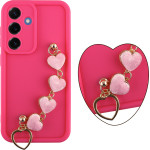 Volte-Tel ���� Samsung S25 5G S931 6.2'' Silicon Tpu With Strap Full Camera Protection Pink With Pink HEARTS
