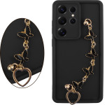 Volte-Tel ���� Samsung S25 Ultra 5G S938 6.9'' Silicon Tpu With Strap Full Camera Protection Black With Black BUTTERFLIES