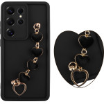 Volte-Tel ���� Samsung S25 Ultra 5G S938 6.9'' Silicon Tpu With Strap Full Camera Protection Black With Black HEARTS