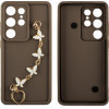 Volte-Tel ���� Samsung S25 Ultra 5G S938 6.9'' Silicon Tpu With Strap Full Camera Protection Brown With White BUTTERFLIES