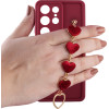 Volte-Tel ���� Samsung S25 Ultra 5G S938 6.9'' Silicon Tpu With Strap Full Camera Protection Burgundy With Red HEARTS