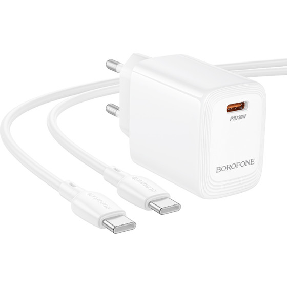 Hoco ��������� �������� Borofone USB-C 30W + ������� �������� USB-C �� USB-C ������ - (BN28 Fuente)