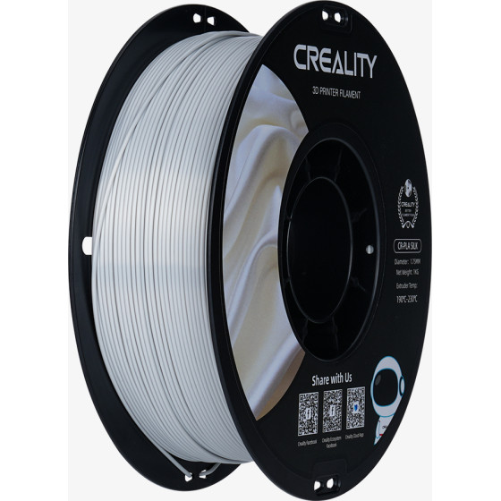 Creality CR-Pla Silk Silver, 3D Printer Filament Glossy, 1 Kg Spool,1.75 Mm - (3301120007)