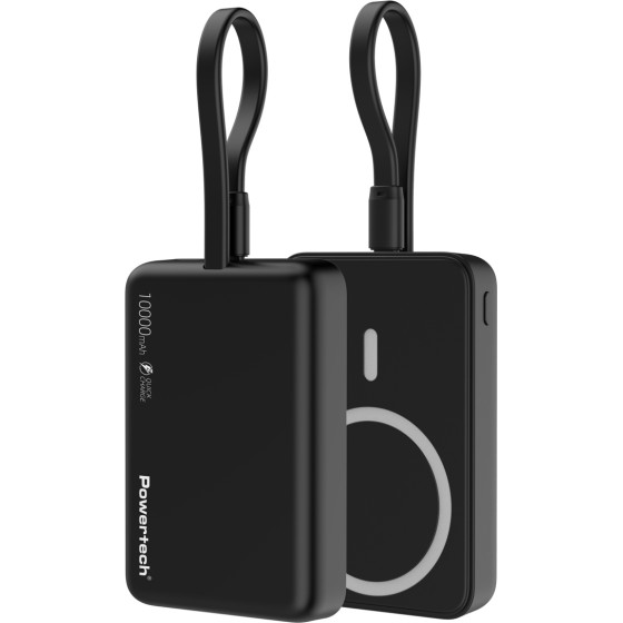 Powertech Power Bank �� �������, 10000mah, Magnetic wireless, 20W, ����� - (PT-1376)