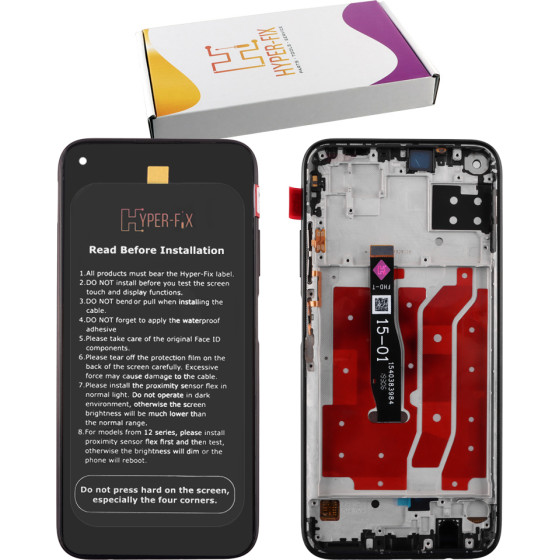 HYPER-Fix Huawei P40 Lite ����� + Touch Screen + Lens + Frame Black Service Pack - (HF-02353KFU)