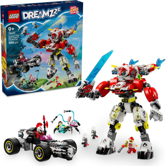 Lego DREAMZzz(TM): Cooper�s Tiger Mech & Zero�s Hot Rod Car (71497)