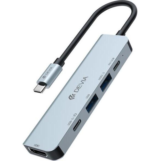 Devia Hub Usb C 5 �� 1 Pd 100W & Hdmi Leopard ���� - (EC702)