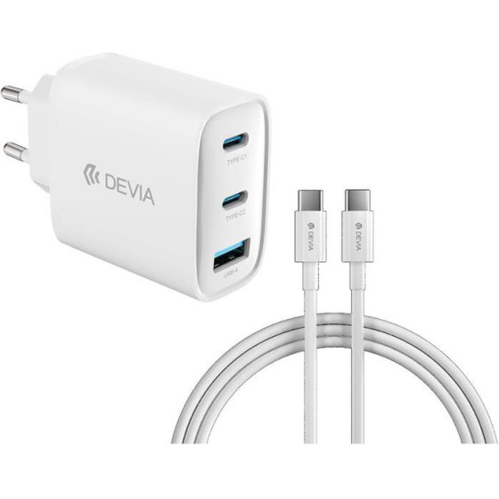 Devia ��������� �������� ������� �������� 65W �� ������ ����� Usb A & 2xUsb C Gan Pd & ������� Usb C �� Usb C Extreme Speed ����� - (RCE-6505ACCL)