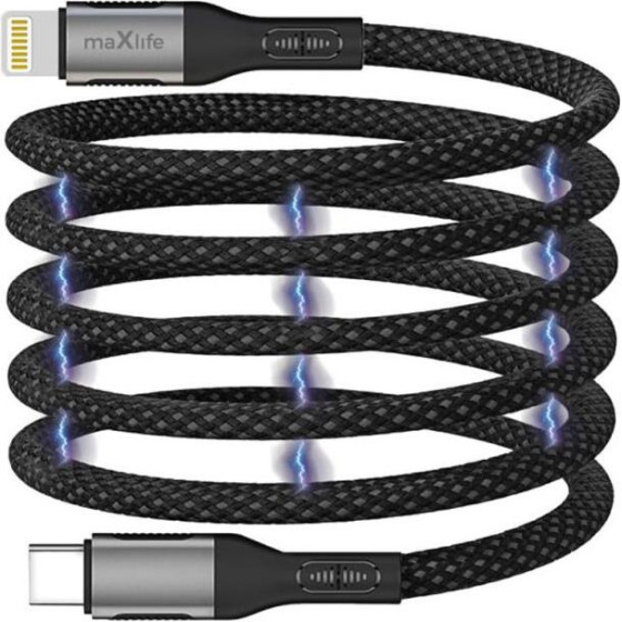 Maxlife ������� �������� Usb 2.0 Magnetic Nylon Usb C �� Lightning 27W 1m ����� - (MXUC-11)