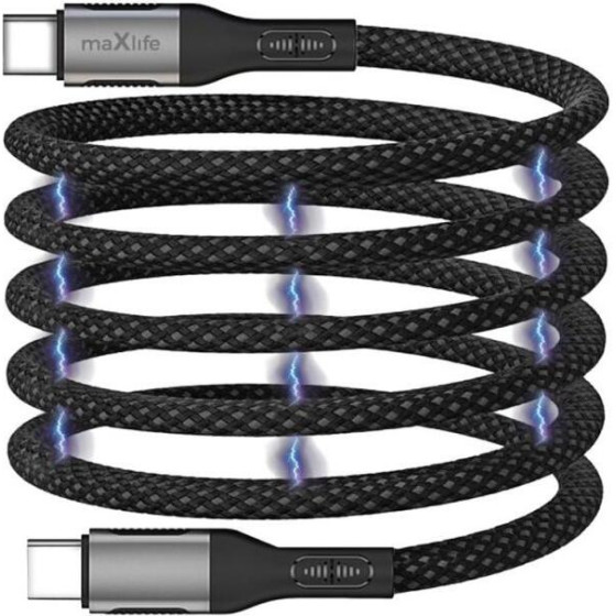 Maxlife ������� �������� Usb 2.0 Magnetic Nylon Usb C �� Usb C 100W 1m ����� - (MXUC-11)