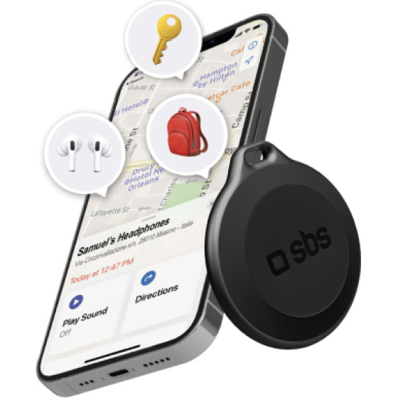 SBS Tracker Compatible With Apple Find My Black - (TEFINDBTAPK)