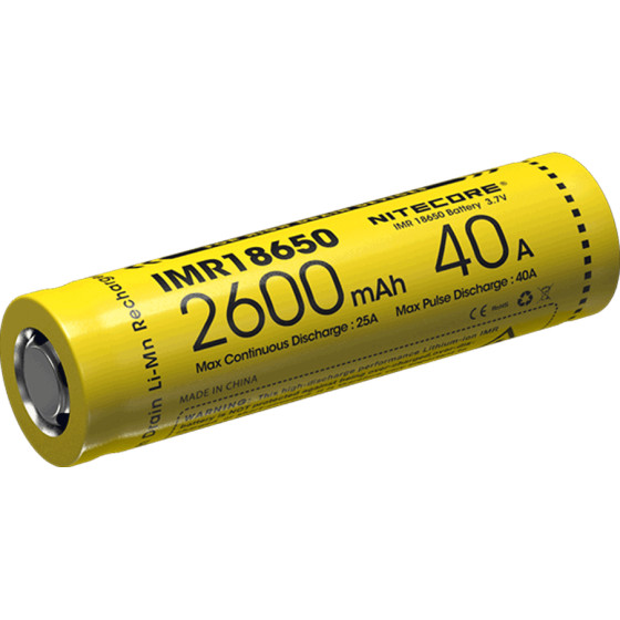 NiteCore �������� IMR18650 2600mAh 40A Flattop (������)
