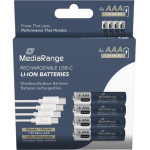 MediaRange Rechargeable USB-C Li-Ion Batteries, Micro Aaa I 1.5V I 500mAh, 4-Pack - (MRBAT160)