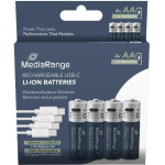 MediaRange Rechargeable USB-C Li-Ion Batteries, Mignon Aa I 1.5V I 1.400mAh, 4-Pack - (MRBAT161)