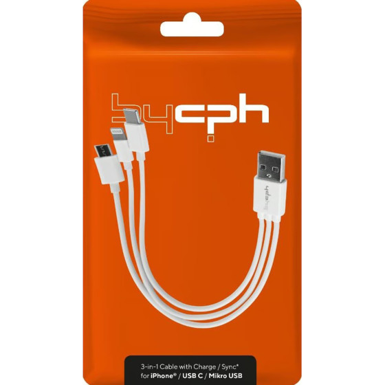 Hoco ������� �������� Leki Orange Concept 3 �� 1 Usb �� Micro-USB, Lightning, USB-C 0.2m ����� - (50004)