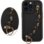 Volte-Tel ���� Iphone 13 Pro 6.1'' Silicon Tpu With Strap Full Camera Protection Black With Black BUTTERFLIES