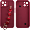Volte-Tel ���� Iphone 14 6.1'' Silicon Tpu With Strap Full Camera Protection Burgundy With Red HEARTS