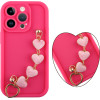 Volte-Tel ���� Iphone 14 Pro 6.1'' Silicon Tpu With Strap Full Camera Protection Pink With Pink HEARTS