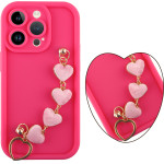 Volte-Tel ���� Iphone 14 Pro 6.1'' Silicon Tpu With Strap Full Camera Protection Pink With Pink HEARTS