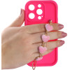 Volte-Tel ���� Iphone 14 Pro 6.1'' Silicon Tpu With Strap Full Camera Protection Pink With Pink HEARTS