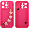 Volte-Tel ���� Iphone 14 Pro 6.1'' Silicon Tpu With Strap Full Camera Protection Pink With Pink HEARTS