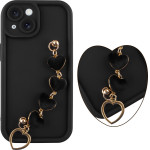 Volte-Tel ���� Iphone 15 6.1'' Silicon Tpu With Strap Full Camera Protection Black With Black HEARTS