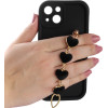 Volte-Tel ���� Iphone 15 6.1'' Silicon Tpu With Strap Full Camera Protection Black With Black HEARTS
